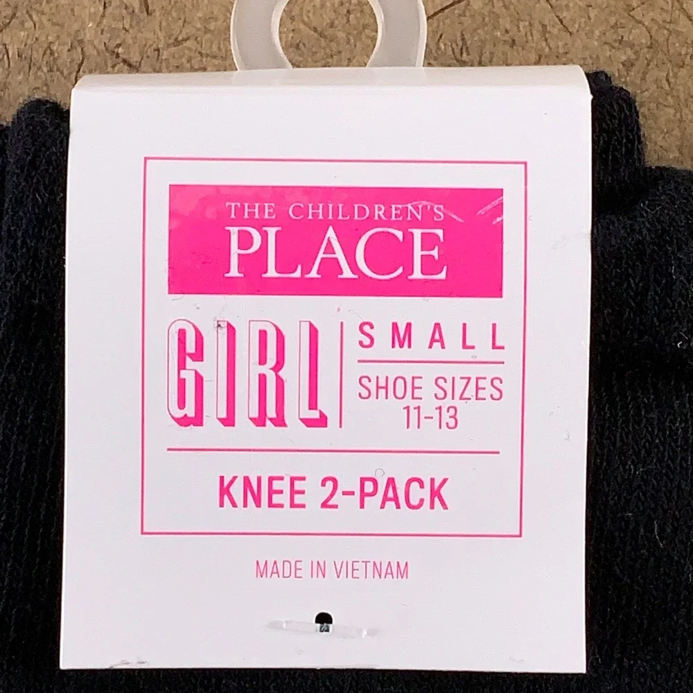 The Children's Place Girls Shoe Size 11-13 Black Uniform Knee Socks 2-Pack NWT